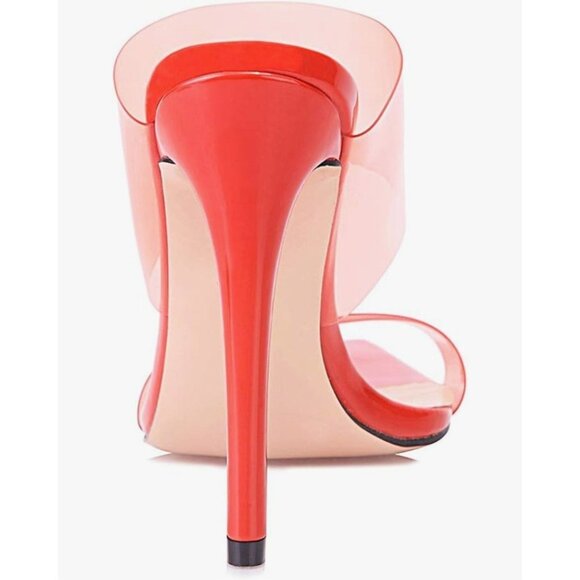 Vivianly Orange Transparent Pointed Toe Heels Sandals Strap Stiletto Heels - Picture 2 of 12